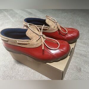 Sperry low duck/rain boot Women’s size 7.5, Red, gently used